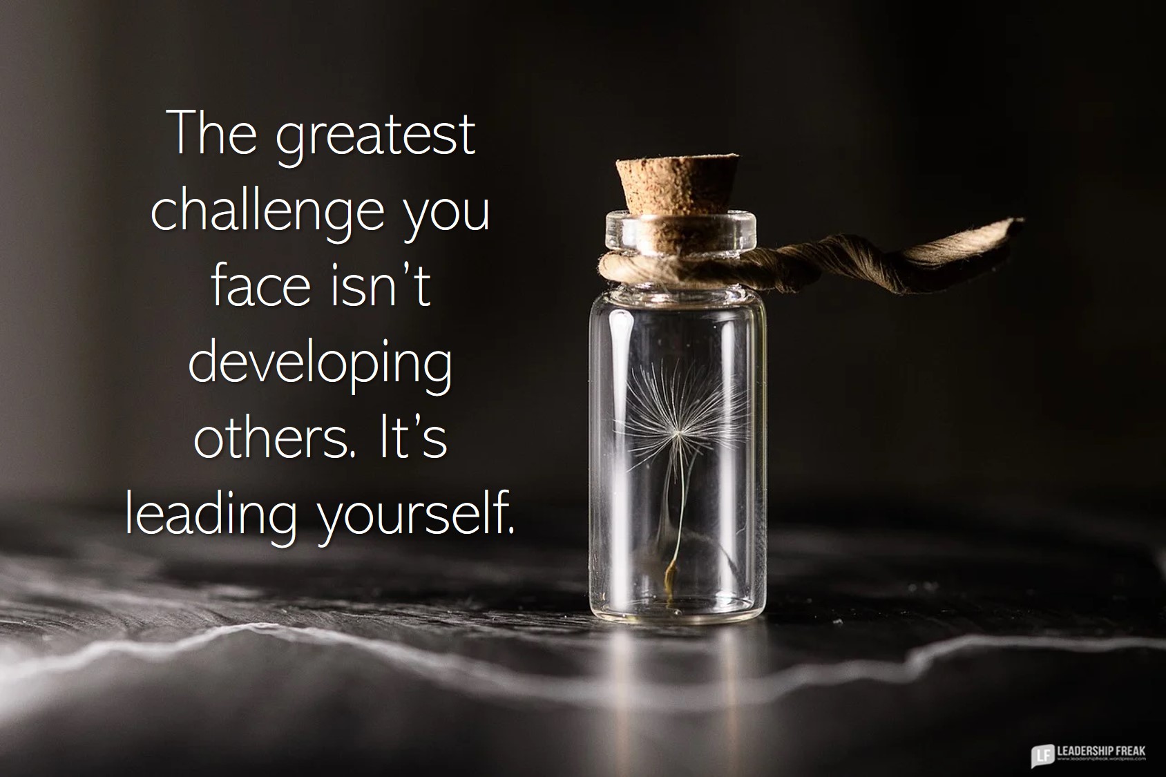 Bottled up.

The greatest challenge you face isn't developing others. It's leading yourself.